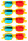 Kinder Brille Rot/Blau (Blau) 3D Brille 5er Set Gelber Rahmen