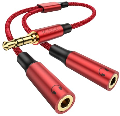 MOSWAG Kopfhörer Adapter 1 auf 2 Klinke, kopfhörer Splitter 3.5mm Stereo Dual 3.5mm Female kopfhörer Jack Audio Stereo Y Aux Extension Kabel Male to Female Dual kopfhörer Jack Adapter for iPad Laptop