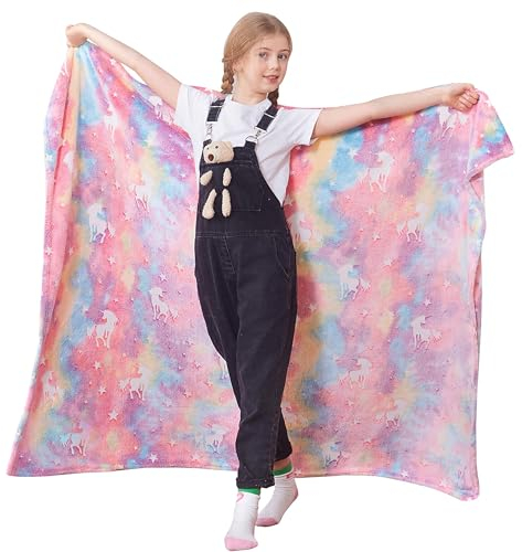 Catalonia Classy Rosa Glow Einhorn Kuscheldecke Kinder Decke, Geschenke für Mädchen Kinder Teenager, Fleecedecke für Sofa Couch Bett, 150x130cm