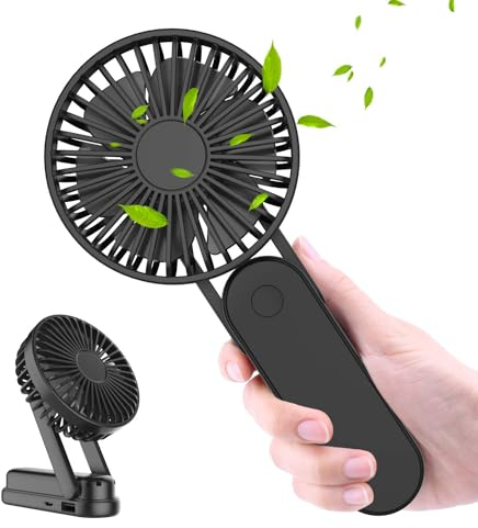 Ultralent Mini ventilateur portatif, portable, USB, rechargeable, 3 vitesses, silencieux, petit ventilateur, noir