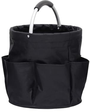 LAWALEISHE Cleaning Caddy Organiser, Cleaning Bag with Handle,Foldable Oxford Fabric Storage Hamper,Multi Pocket Cleaning Caddy Bag,Multifunctional Organiser for Picnic Bath Shopping (Black)