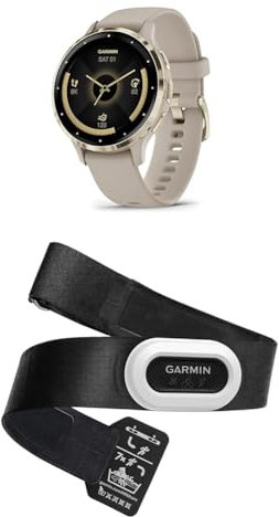 Garmin Venu 3S – GPS-Fitness-Smartwatch mit Bluetooth Telefonie und Sprachassistenz, Ultrascharfes 1,3 Zoll/ 1,1 Zoll & HRM-Pro Plus – Premium Brustgurt