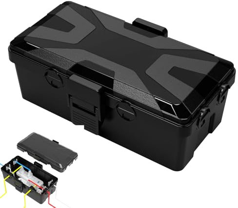 Caja Cables Impermeable para Exteriores, Material PP+TPE, Negra, para Proteger Cables Alargadores, Regletas de Enchufes, Clavijas para Exteriores (26.1 × 15 × 9.4 cm) (Negro)