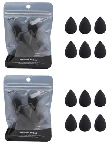 Lot de 12 mini éponges de maquillage, anti-cernes et fard à paupières, pour fond de teint, maquillage noir