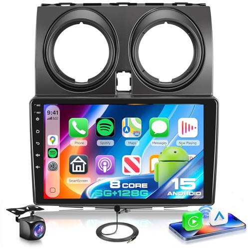 VECHTEL 8 Kern 6G+128G Autoradio Android 15 für Nissan Qashqai J10 2006-2016, 9 Zoll HD Touchscreen mit Drahtlos Carplay Android Auto, Auto Radio Unterstützung GPS Wi-Fi USB Bluetooth FM RDS Kamera