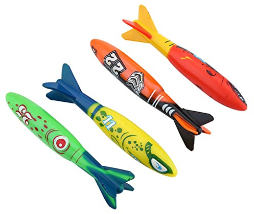 Hosioe Buntes 4-teiliges Tauchspielzeug, Sicher und Langlebig, Ideal für Zum Üben des Tauchens, Geeignet für das Schwimmtraining ab 3 Jahren