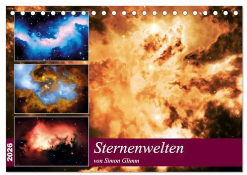 Sternenwelten (Tischkalender 2026 DIN A5 quer), CALVENDO Monatskalender: Es handelt sich um digital erstellte Ansichten von Sternenwelten (CALVENDO Wissen)