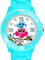 Taffstyle Kinder Armbanduhr Silikon Sportuhr Bunte Sport Uhr mit Blumen Eulen Familie Motiv Analog Quartz Small 39 mm Himmelblau