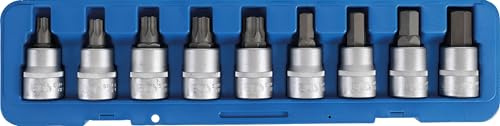 BGS 5189 | Bit-Einsatz-Satz | Innenvierkant 20 mm (3/4) | 9-tlg. | Innensechskant 14, 17, 19, 22 mm | T-Profil (für Torx) T60, T70, T80, T90, T100 | Chrom-Vanadium-Stahl