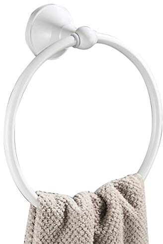 Flybath Handtuchring Messing Handtuchhalter Wandmontage Weiß-Finish