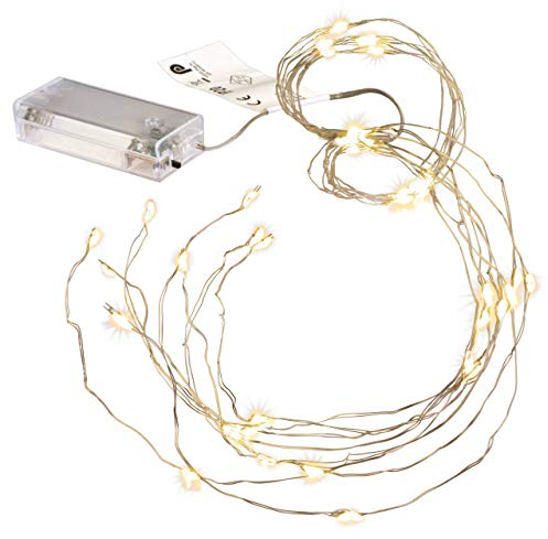 Nipach GmbH 2er Set Lichterregen – 2 x 48 LED warm weiß 8 silberne Drähte mit je 6 LED Batterie Timer Lichterkette Weihnachtsdeko Lichterbündel Xmas