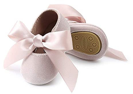 Brillabenny Ballerine Neonata in Velluto, Scarpine Primi Passi Perfette per Cerimonie Come Battesimo, Matrimonio, Natale (3-6 Mesi, Rosa Pink, 11 cm)