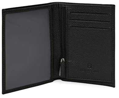 Hexagona - Portefeuille européen 1 volet - Compatible Cartes de crédit, CNI et permis de Conduire - pour Homme - Collection Confort - Noir - en Cuir