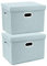 TYEERS Large Storage Box with Lid, Collapsible, Washable, Fabric Storage Box for Clothes, Wardrobe Storage, 44x30x29 cm, Set of 2, Aqua Spring