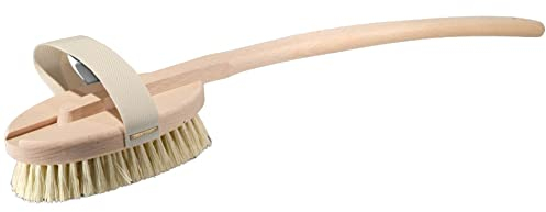 2X HOFMEISTER® Badebürste, 47 cm, angenehme Reinigung & Massage des Rückens, sanft zur Haut Dank Fibre-Natur-Borsten, Peeling mit der Körperbürste, Handschlaufe & Abnehmbarer Stiel