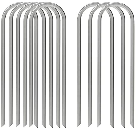 8 stücke Trampolinpfähle Heavy Duty Zelt-Zittern, Bodenanker, galvanisierter Stahl U-Anker, U-förmige Metall Fußball Tor PEGs Wiederverwendbare Zelt Bodenanker für Fußballzielen Silber