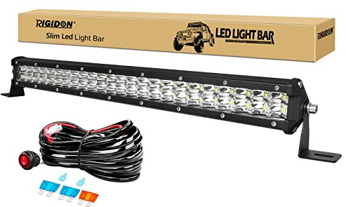 RIGIDON 20 Zoll 50cm 144W Spot led lichtleiste 4x4 mit 12V kabelbaum kit | 6000K weiß, wasserdichte, lightbar, offroad beleuchtung, zusatzscheinwerfer, arbeitsleuchte, für auto ATV KFZ LKW fahrzeuge