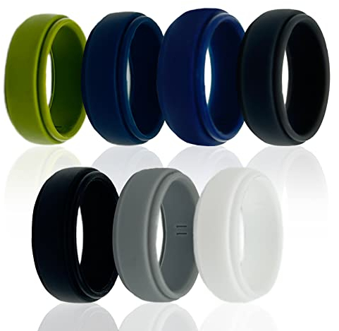 MIVAIUN 7 Stück 20 6 mm Schmuck Silikon Ehering für Männer Gummi Verlobungsringe für Männer Atmungsaktive Gummi Eheringe Angenehm zu Tragen Sicher und Langlebig für Sport und Outdoor (7 Stück)