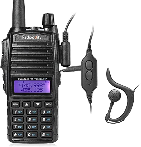 Dual Band Walkie Talkie GT-82, radio portatile VHF UHF a lunga portata, radio ricetrasmittente con licenza, 144-146/430-440MHz, batteria da 2000 mAh, doppio PTT, 128 canali, VOX per adulti (nero)