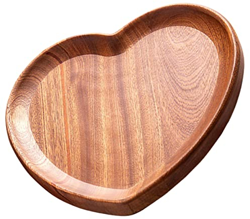 Yardwe Holzpaletten Snacktablett Holzserviertabletts Tabletts Mit Speisen Dessertteller Akzenttablett Für Schminktisch Herzförmiges Holztablett Holzobsttablett Holzplatte Dekoratives