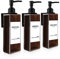 Roselee 3 Pezzi Dispenser Sapone Doccia da Muro, Dispenser Sapone Bagno Senza Foratura, 500ml Marrone Dispenser Doccia Shampoo e Bagnoschiuma con Etichetta per Bagno, Cucina