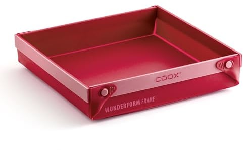 coox WUNDERFORM Frame MQ in Rot: Die erste faltbare Silikon Kastenform für grenzenlose Backkreationen - perfekt für Kuchen, Brot und Aufläufe