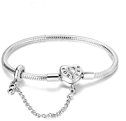 Hapour 925 Plata de Ley Pulsera de Encanto para las Mujeres Mariposa Mejor Amigo Corazón Luna y Estrella Cadena de la Serpiente Pulsera de Encanto con 5A Cubic Zirconia-18CM