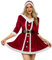 Giggling Getup Frau Claus Santa Weihnachtskostüm für Frauen, Weihnachten Santa Adult Kleiderset mit Kapuzenkleid, Gürtel (M)