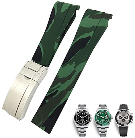 ANZOAT Cinturino in gomma per orologio sportivo Submariner Rolex Daytona GMT Seiko Hamilton con estremità curva da 20 mm e 21 mm, 20mm, agata