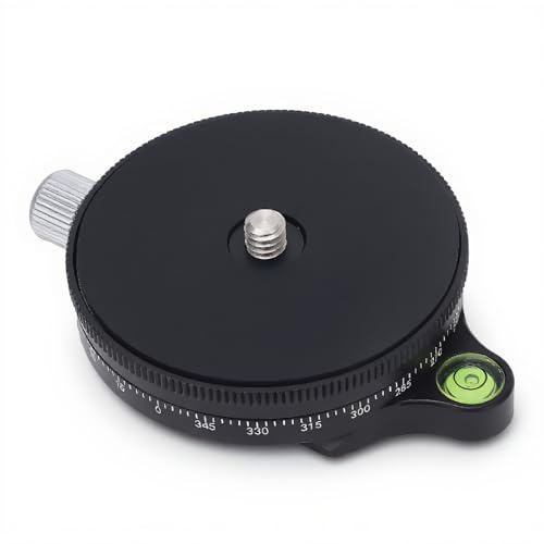 Kamera-Panorama-Schwenkbasis, Stativ-Drehkopf mit Waagerecht Ausgerichteter 60-mm-Aluminiumlegierung, CNC-oxidiertes 1/4-Zoll-3/8-Zoll-Gewinde, 360-Grad-Panorama-Stativkopf