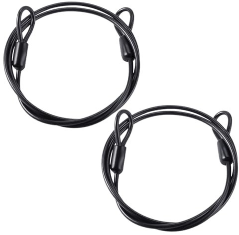 TYGFRT 2 PCS Cable Lock, Wire Rope with Eyelets, Wire Rope Lock, Anti-Theft Rope, Multifunctional Wire Rope, Outdoor Tools, Bicycle Locking Rope, Stainless Steel Safety Rope (Black)