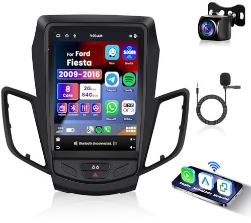 2G+64G Wireless Carplay Android 13 Autoradio für Ford Fiesta MK7 2009-2016 9,7 Zoll Autoradio mit Wireless Android Auto GPS Navi WiFi Mirror Link Bluetooth FM/RDS/EQ/DAB/OBD/DVR/SWC Rückfahrkamera