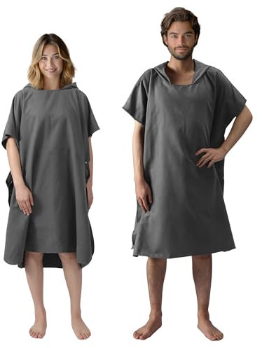 JEMIDI Mikrofaser Bademantel Poncho für Damen und Herren - Leichter dünner Badeponcho Unisex - Saunaponcho Reisebadeponcho dünn und leicht - Microfiber Poncho
