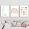 Ueiwffzo 3er Set Poster Bilder Kinderzimmer Rosa Regenbogen Gänseblümchen Bilder, Rosa Poster & Kunstdrucke, Bilder Leinwand Mädchen Kinderzimmer Deko, Ohne Rahmen (B,30x40cm)