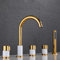 DRFGHK 5-Loch Wannenrandarmatur Badewannenarmatur mit Brause, Mischbatterie Badewanne Duschbatterie Modern Gold+Weiß