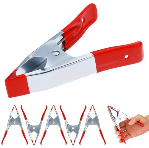 QWORK® Set di 6 Morsetti a Molla in Metallo 140 mm - Apertura 45 mm - Maxi Pinze per Foto & Bricolage