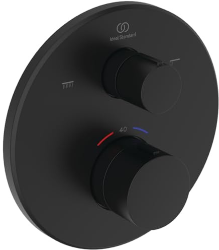 Ideal Standard Ceratherm T100 Badethermostat Unterputz, Wannenarmatur mit Temperatursperre bei 40° C, Thermostat für die Badewanne – Schwarz Matt