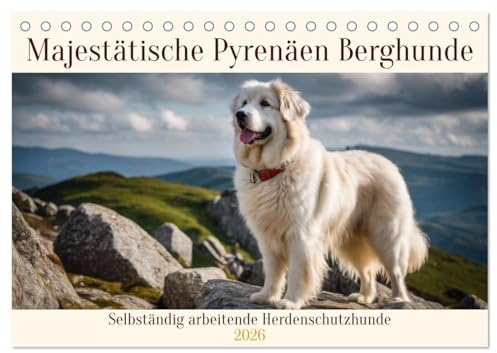 Majestätische Pyrenäen Berghunde (Tischkalender 2026 DIN A5 quer), CALVENDO Monatskalender: Selbständig arbeitende Herdenschutzhunde (CALVENDO Tiere)
