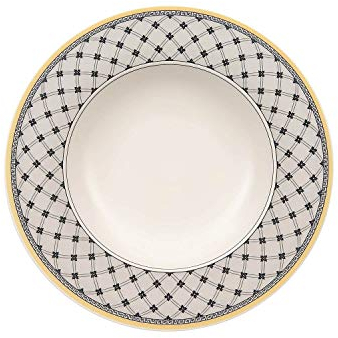 Villeroy & Boch – Audun Promenade Suppenteller 24 Cm Weiß/Grau/Gelb, Spülmaschinenfest, Mikrowellensicher, Teller Für Suppe, Suppenschüssel, Premium Porzellan