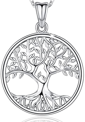 Lebensbaum Kette für Frauen, Baum des Lebens Halskette Anhänger silber 925 Damen, Geburtstag Muttertag Schmuck Geschenke für Frauen Mädchen Mama Frau Freundin (Doppeltanz)