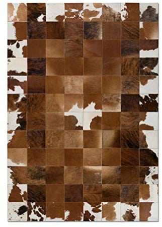 Vip Leather NEU KUHFELL Patchwork Teppich Cod 8868HRD (90 cm x 120 cm)