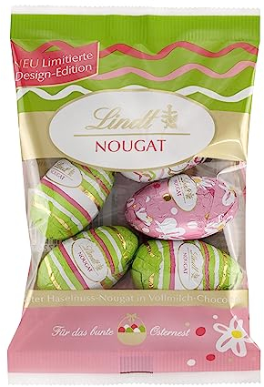 Lindt Schokolade Deko Edition Nougat Eier | 90 g | 5 Schokoladeneier aus zartem Haselnuss-Nougat in Alpenvollmilch-Schokolade | Osterschokolade | Schokoladengeschenk