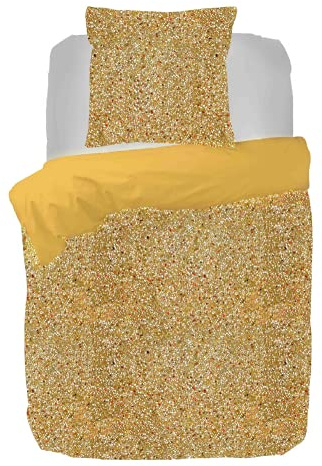 Kayori Baumwoll-Bettwäsche-Garnitur Sato Farbe Gold Größe 155x220+80x80cm Wendebettwäsche Fair Trade