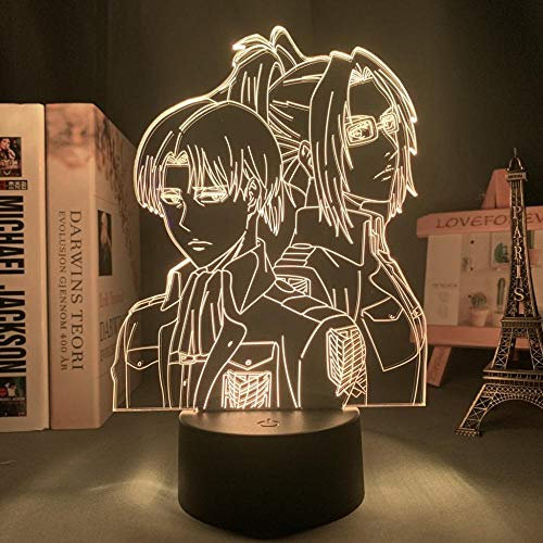 Angriff auf Titan Levi Ackerman Acryl 3D Illusion Licht für Raumdekor Light Hange Zoe Anime LED Nachtlicht Kind Geburtstagsgeschenk-16 Farbe mit Fernbedienung