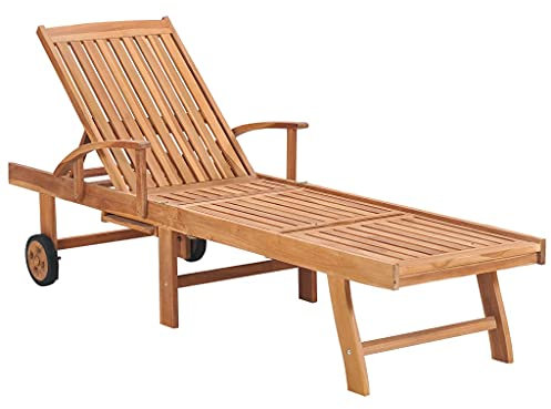 YITHOPI Gartenliege, 4-Fach verstellbare Sonnenliege, Teakholz massiv, Deckchair/Holzliege ideal für Balkon, Terrasse und Garten 195 x 59,5 x 35 cm
