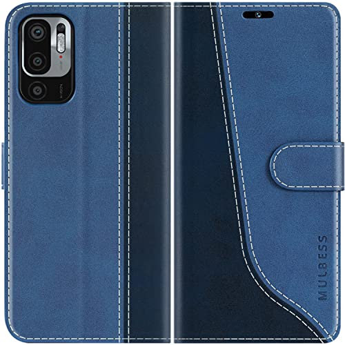 Mulbess Coque pour Xiaomi Redmi Note 10 5G / Poco M3 Pro 5G, Etui a Rabat, Housse en Cuir, Pochette de Protection Portefeuille, Élégant Diamant Bleu