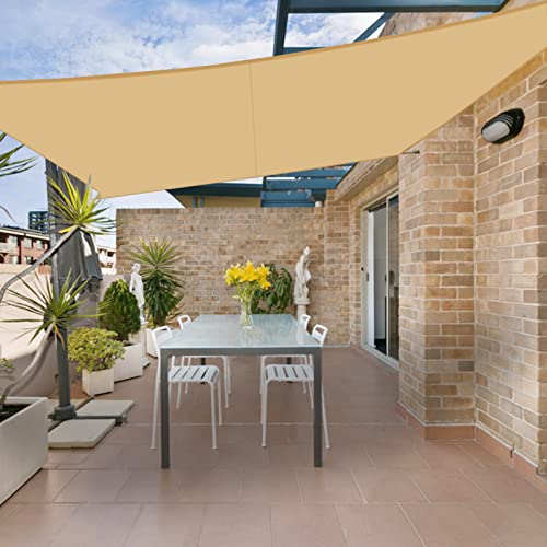 HENG FENG Toldo Vela de Sombra Impermeable Rectangular 2.5x3m Poliéster Protección Rayos UV Resistente para Terraza Patio Exterior Jardín Color Arena