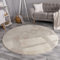 TT Home Wohnzimmer Teppich Hochflor Langflor Kunstfell Weich Modern Unifarben Flauschig, Farbe: Creme, Größe:120 cm Rund