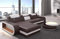 Sofa Berlin L Form Ecksofa Leder mit LED Licht Ledersofa Ottomane Couch mit Kopfstützen (Ottomane Links, Braun-Weiß)