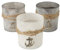 Windlicht Glas Teelichthalter 3 STK. - Set mit Anker Deko in Grau Tönen Vintage Shabby Chic Maritim für Indoor und Outdoor